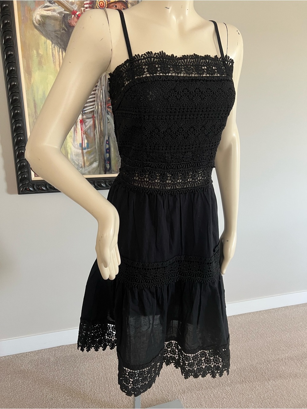 River Island Black Lace Cotton Dress - Picture 8 of 15